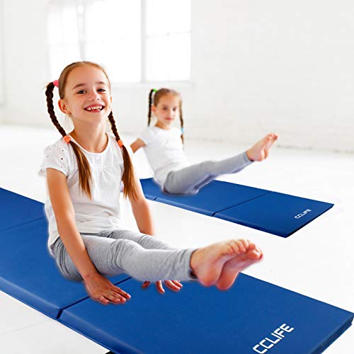 CCLIFE Colchoneta Plegable de Espuma para Gimnasia Yoga Deportiva Yoga estrilla Triple Plegable 180/60/5cm, Color:180x60x5cm Azul