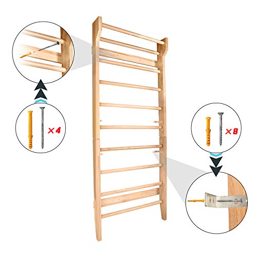 CCLIFE Espaldera Gimnasio espaldera Madera 195/80/14cm Carga de hasta 100kg Espaldera de Fitness Escalera Gimnasio 195/80/14cm, Color:Color de Madera CCLIFE Espaldera Gimnasio espaldera Madera 195/80/14cm Carga de hasta 100kg Espaldera de Fitness Escalera Gimnasio 195/80/14cm, Color:Color de Madera