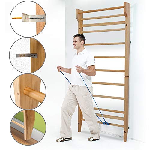 CCLIFE Espaldera Gimnasio espaldera Madera 195/80/14cm Carga de hasta 100kg Espaldera de Fitness Escalera Gimnasio 195/80/14cm, Color:Color de Madera CCLIFE Espaldera Gimnasio espaldera Madera 195/80/14cm Carga de hasta 100kg Espaldera de Fitness Escalera Gimnasio 195/80/14cm, Color:Color de Madera