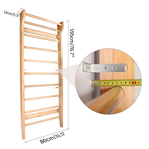 CCLIFE Espaldera Gimnasio espaldera Madera 195/80/14cm Carga de hasta 100kg Espaldera de Fitness Escalera Gimnasio 195/80/14cm, Color:Color de Madera CCLIFE Espaldera Gimnasio espaldera Madera 195/80/14cm Carga de hasta 100kg Espaldera de Fitness Escalera Gimnasio 195/80/14cm, Color:Color de Madera