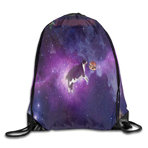 Ccsoixu Drawstring Backpack Gym Bag Travel Backpack Purple Star Cat Burger Small Drawstring Backpacks Women Men Adults，Drawstring Bag Sport Gym Backpack Gym Bag for Men and Women