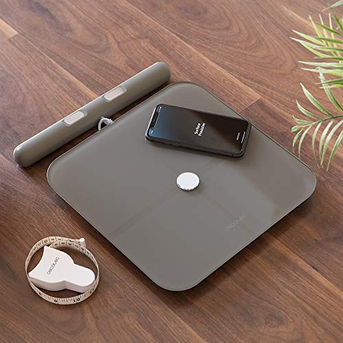 Cecotec Báscula de baño Healthy Pro Dark Grey Pro. App, Conectividad Bluetooth, Barra con sensores para medición bioimpedancia, 15 Parámetros, Diseño extraplano Cecotec Báscula de baño Healthy Pro Dark Grey Pro. App, Conectividad Bluetooth, Barra con sensores para medición bioimpedancia, 15 Parámetros, Diseño extraplano