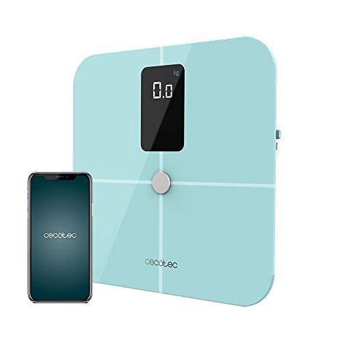 Cecotec Báscula de Baño inteligente Surface Precision 10400 Smart Healthy Vision Blue. Medición de Bioimpedancia, App, Gran Pantalla, 17 Parámetros