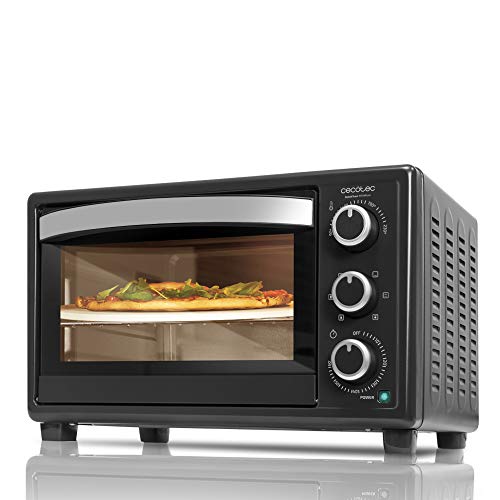 Cecotec Horno de sobremesa con piedra para pizza.Multifunción de sobremesa con 26 litros. Ideal para pizzas. Cocina por convección.Luz interior y puerta con doble cristal. 1500 W. Bake&Toast 570