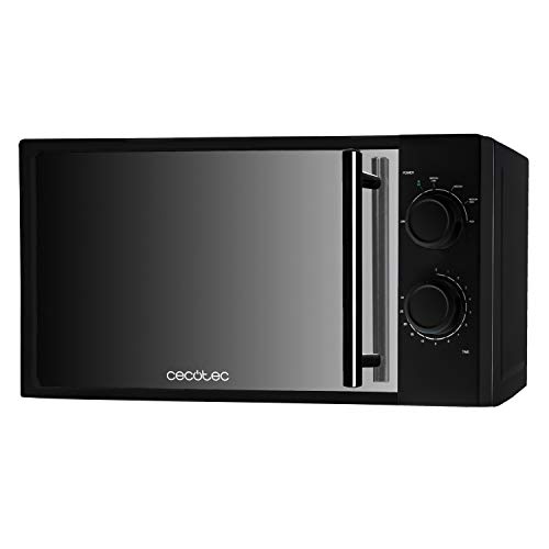 Cecotec Microondas negro de 20 litros con 700 W y frontal de espejo