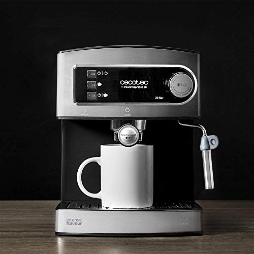 Cecotec Power Espresso 20 - Machine à Café, Acier Inoxydable, Reservoir 1,5 L, 850 W, Acier/Noir [Efficacité énergétique Clase A]