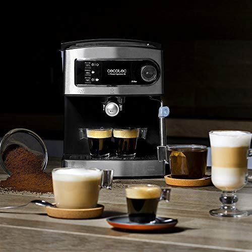 Cecotec Power Espresso 20 - Machine à Café, Acier Inoxydable, Reservoir 1,5 L, 850 W, Acier/Noir [Efficacité énergétique Clase A]