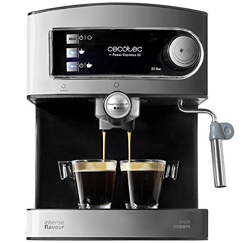 Cecotec Power Espresso 20 - Machine à Café, Acier Inoxydable, Reservoir 1,5 L, 850 W, Acier/Noir [Efficacité énergétique Clase A]