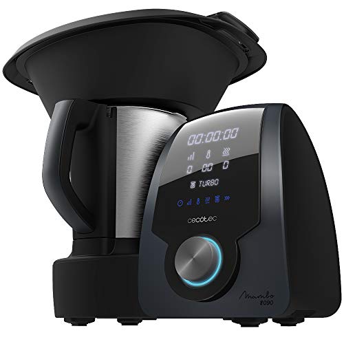 Cecotec Robot de Cocina Multifunción Mambo 8090, Cuchara MamboMix, 30 funciones, Báscula Incorporada, Jarra de Acero Inoxidable de Capacidad 3,3L, Apta para Lavavajillas, Cestillo de Hervir, Recetario