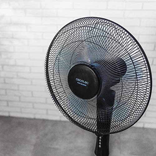 Cecotec Ventilador de Suelo EnergySilence 530 Power Connected Black. 5 Aspas de 12" (30cm) de Di‡Metro, 3 Velocidades, Motor de Cobre, Rejilla Rotatoria, Mando a Distancia, Temporizador de 2h, 50W