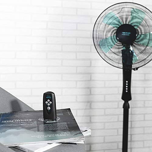 Cecotec Ventilador de Suelo EnergySilence 530 Power Connected Black. 5 Aspas de 12" (30cm) de Di‡Metro, 3 Velocidades, Motor de Cobre, Rejilla Rotatoria, Mando a Distancia, Temporizador de 2h, 50W