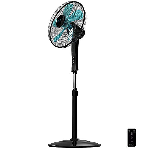 Cecotec Ventilador de Suelo EnergySilence 530 Power Connected Black. 5 Aspas de 12" (30cm) de Di‡Metro, 3 Velocidades, Motor de Cobre, Rejilla Rotatoria, Mando a Distancia, Temporizador de 2h, 50W