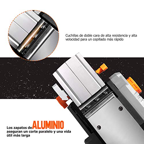 Cepilladora Eléctrica, TACKLIFE 900W 14500RPM Cepillo Eléctrico Madera con profundidad 3mm y Ancho 82mm, La base de aluminio, Guía de Corte, Bolsa de Polvo y Otros Accesorios | EPN02A