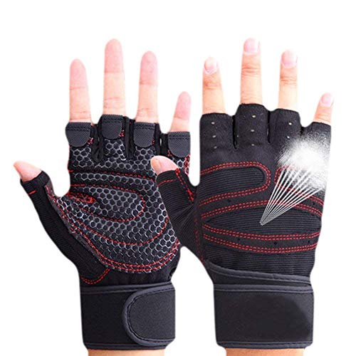 CESHMD Sport Gym Guantes Mitad Dedos Levantamiento Breathable Fitness – Pesas Guantes Hombres Mujeres Gym Guantes (Negro, L) CESHMD Sport Gym Guantes Mitad Dedos Levantamiento Breathable Fitness – Pesas Guantes Hombres Mujeres Gym Guantes (Negro, L)