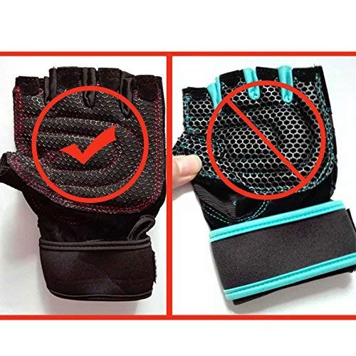 CESHMD Sport Gym Guantes Mitad Dedos Levantamiento Breathable Fitness – Pesas Guantes Hombres Mujeres Gym Guantes (Negro, L)