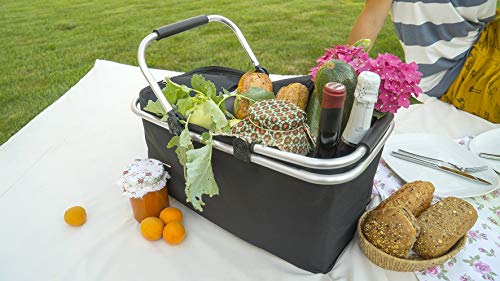 Cesta de la Compra Plegable, Reutilizable, Estable MY Basket TO GO con Cierre y Asas Plegables, cesto para Camping, Picnic, supermercado, Coche Ligera 0,6 kg, Alta Capacidad de Carga, Colore Negro Cesta de la Compra Plegable, Reutilizable, Estable MY Basket TO GO con Cierre y Asas Plegables, cesto para Camping, Picnic, supermercado, Coche Ligera 0,6 kg, Alta Capacidad de Carga, Colore Negro