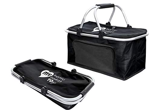 Cesta de la Compra Plegable, Reutilizable, Estable MY Basket TO GO con Cierre y Asas Plegables, cesto para Camping, Picnic, supermercado, Coche Ligera 0,6 kg, Alta Capacidad de Carga, Colore Negro Cesta de la Compra Plegable, Reutilizable, Estable MY Basket TO GO con Cierre y Asas Plegables, cesto para Camping, Picnic, supermercado, Coche Ligera 0,6 kg, Alta Capacidad de Carga, Colore Negro