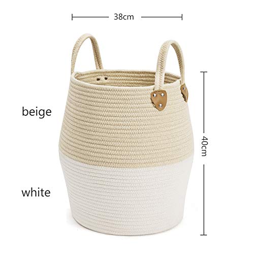 Cesto Para Colada, Cesta De Cuerda De Algodón Cesto De Ropa De Almacenamiento De Cuerda De Algodón Natural Para Salón Dormitorio Baño 40 x 38 cm Cesto Para Colada, Cesta De Cuerda De Algodón Cesto De Ropa De Almacenamiento De Cuerda De Algodón Natural Para Salón Dormitorio Baño 40 x 38 cm