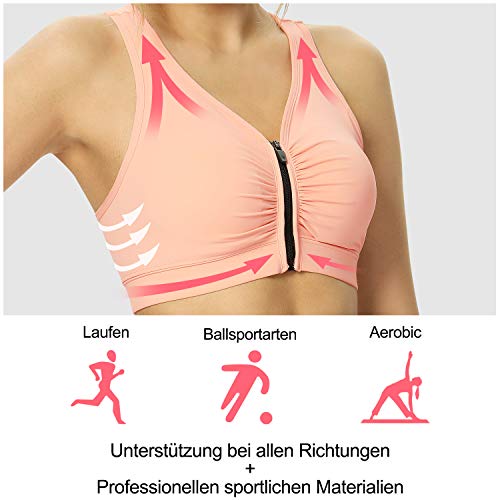 Cevapro Sujetador deportivo para mujer, sujeción fuerte, con cremallera, sin aros e insertos para yoga, fitness, deporte y entrenamiento rosa M Cevapro Sujetador deportivo para mujer, sujeción fuerte, con cremallera, sin aros e insertos para yoga, fitness, deporte y entrenamiento rosa M