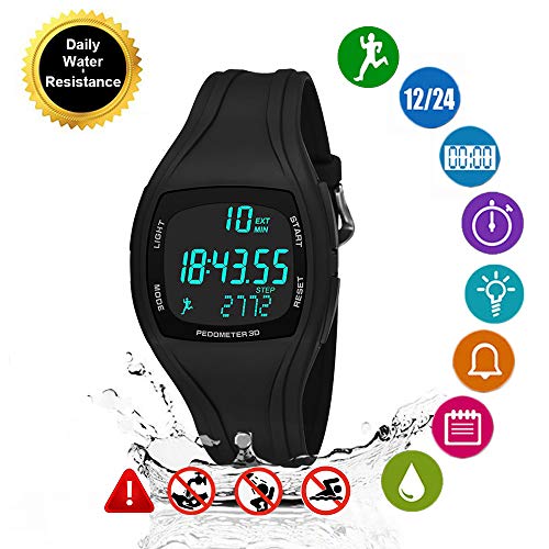 CFGem Adolescente Digital Deporte Impermeable Reloj de Hombre con PU Banda Desmontable de Plástico y Minutero SNK-9105 Negro