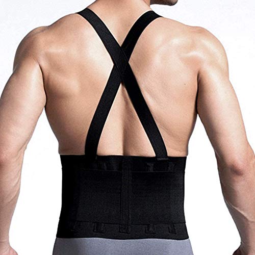 CFR Cinturón de Apoyo para Espalda, Faja Lumbar para Hombres y Mujeres, Elástico Ajustable, Correas Removibles, Apoyo Lumbar, Dolor de Espalda Baja, Ideal para Gym, Ejercicio y Entrenamiento Cardio S