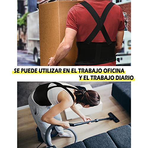 CFR Cinturón de Apoyo para Espalda, Faja Lumbar para Hombres y Mujeres, Elástico Ajustable, Correas Removibles, Apoyo Lumbar, Dolor de Espalda Baja, Ideal para Gym, Ejercicio y Entrenamiento Cardio S