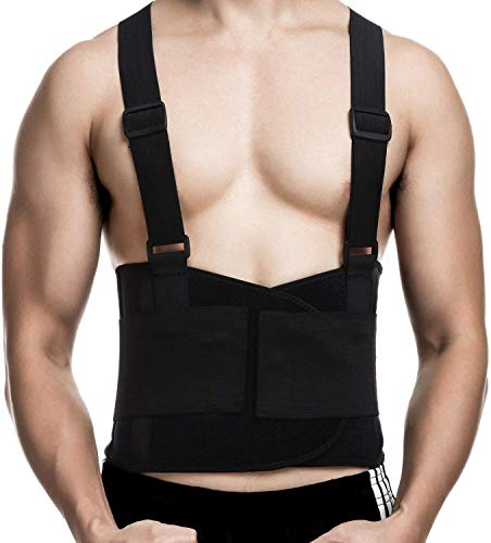 CFR Cinturón de Apoyo para Espalda, Faja Lumbar para Hombres y Mujeres, Elástico Ajustable, Correas Removibles, Apoyo Lumbar, Dolor de Espalda Baja, Ideal para Gym, Ejercicio y Entrenamiento Cardio S