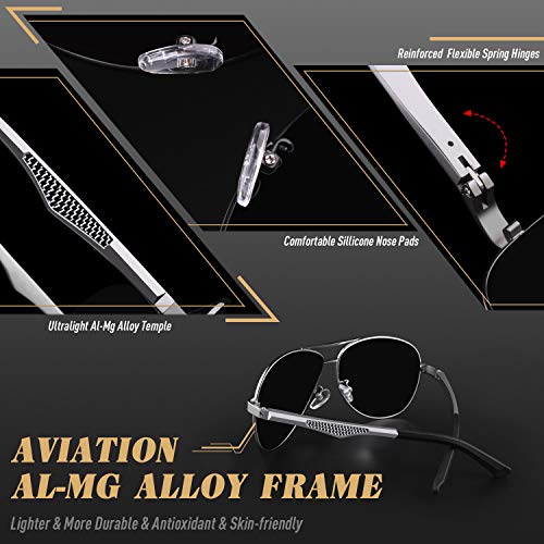 CGID GA61 Prima de aleación Al-Mg Pilot gafas de sol polarizadas UV400, bisagras de resorte duplicadas completas gafas de sol para Hombres Mujeres CGID GA61 Prima de aleación Al-Mg Pilot gafas de sol polarizadas UV400, bisagras de resorte duplicadas completas gafas de sol para Hombres Mujeres