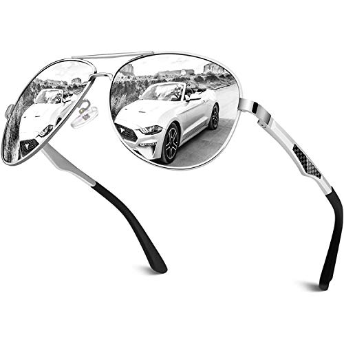 CGID GA61 Prima de aleación Al-Mg Pilot gafas de sol polarizadas UV400, bisagras de resorte duplicadas completas gafas de sol para Hombres Mujeres