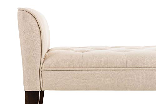 Chaise Longue Cleopatra con Tapizado de Tela I Banco Largo Acolchado en Estilo Chesterfield I Silla Larga I Color:, Color:Crema, Color del Marco:Envejecido Oscuro