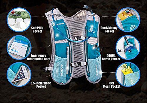 Chaleco mochila multifunción AONIJIE de 5 l, ideal para deportes al aire libre, acampadas, ciclismo, carreras, alpinismo o senderismo, incluye 1 botella de agua de 500 ml, negro Chaleco mochila multifunción AONIJIE de 5 l, ideal para deportes al aire libre, acampadas, ciclismo, carreras, alpinismo o senderismo, incluye 1 botella de agua de 500 ml, negro