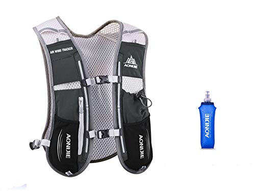 Chaleco mochila multifunción AONIJIE de 5 l, ideal para deportes al aire libre, acampadas, ciclismo, carreras, alpinismo o senderismo, incluye 1 botella de agua de 500 ml, negro Chaleco mochila multifunción AONIJIE de 5 l, ideal para deportes al aire libre, acampadas, ciclismo, carreras, alpinismo o senderismo, incluye 1 botella de agua de 500 ml, negro