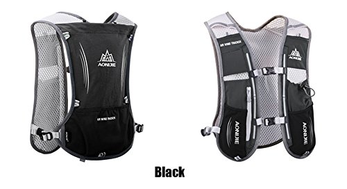 Chaleco mochila multifunción AONIJIE de 5 l, ideal para deportes al aire libre, acampadas, ciclismo, carreras, alpinismo o senderismo, incluye 1 botella de agua de 500 ml, negro