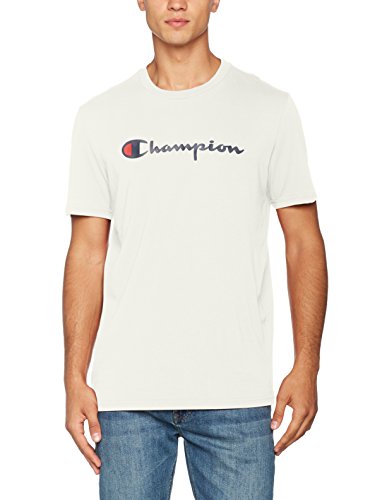 Champion Hombre - Camiseta Classic Logo - Ecru, S