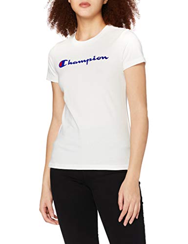Champion Mujer - Camiseta Classic Logo - Blanco, M