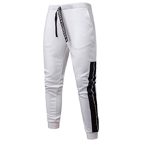 chándal Completo para Hombre, Moda Slim fit otoño e Invierno Conjunto Deportivo de Manga Larga Casual Sudadera con Capucha + Pantalones Deportivos Conjuntos (L, Blanco)