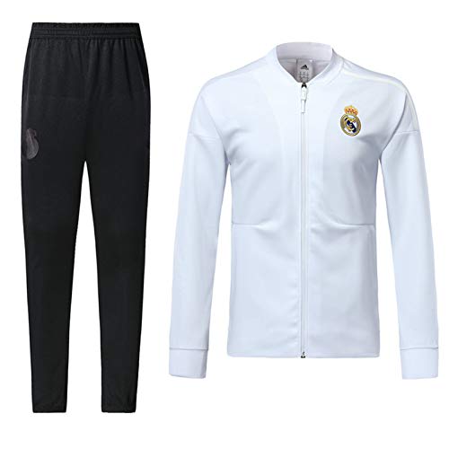 Chándal de entrenamiento de fútbol Mǎdr※d juego de camisetas de fútbol de manga larga, 18 – 19, color blanco, personalidad informal, suave y agradable al tacto, actividades diarias al aire libre