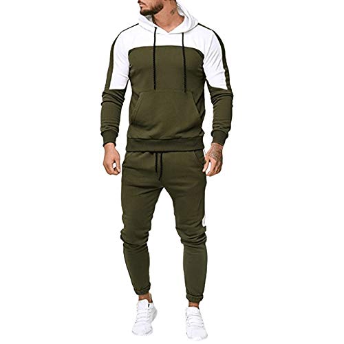 chándal para Hombre, Moda Casual otoño e Invierno Chandal Completo para Hombre Sudadera con Capucha de Manga Larga + Pantalones Deportivos Conjuntos