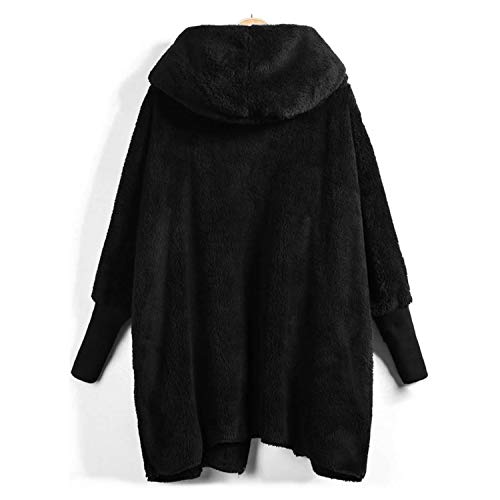 Chaqueta de mujer gruesa suelta con capucha abrigo abrigo de invierno cálido de felpa bolsillos de manga larga abrigo de algodón ropa exterior