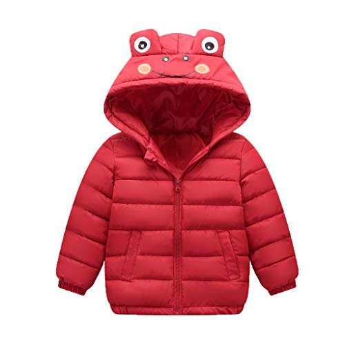 Chaqueta De PlumóN para NiñOs De 1-6 AñOs Dibujos Animados De Invierno Chaqueta con Capucha Abrigo CáLido Abrigo De AlgodóN Ropa De Esqui Ropa(Rojo,Chaqueta de Plumas para niño 3-4 Years/110)