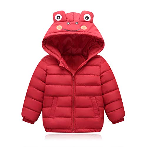 Chaqueta De PlumóN para NiñOs De 1-6 AñOs Dibujos Animados De Invierno Chaqueta con Capucha Abrigo CáLido Abrigo De AlgodóN Ropa De Esqui Ropa(Rojo,Chaqueta de Plumas para niño 3-4 Years/110)