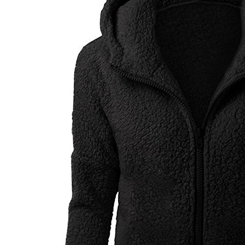 Chaqueta Mujeres de Invierno de Lana Cálida Cremallera Abrigo con Capucha Casual Suéter Abrigo de Algodón Outwear Hoodie riou