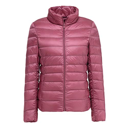 Chaqueta Portátil De Plumón Ligero para Mujer Chaqueta Acolchada De Plumas Abrigo Parka Pink L