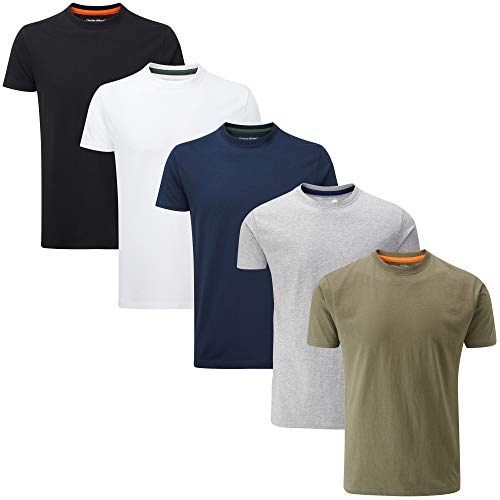 Charles Wilson 5er Packung Einfarbige T-Shirts mit Rundhalsausschnitt (Small, Mixed Essentials Type 23)