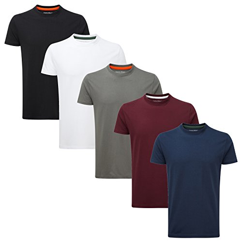 Charles Wilson Paquete 5 Camisetas Cuello Redondo Lisas (Medium, Essentials)