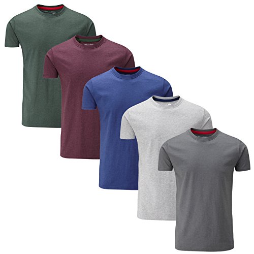 Charles Wilson Paquete 5 Camisetas Cuello Redondo Lisas (Medium, Mixed Melange)