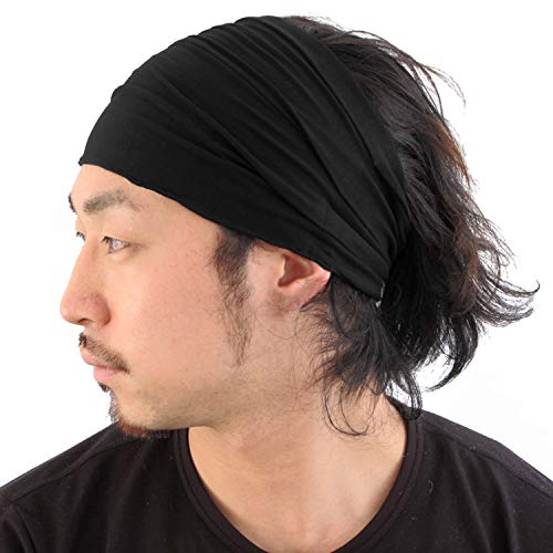 CHARM Casualbox Bandana para el pelo de estilo japonés, elástica, para hombre y mujer - 4589777960268, Talla única, Negro