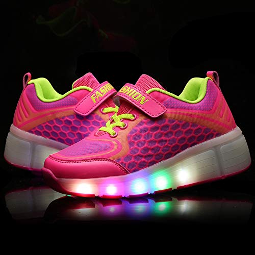 Charmstep Unisex Niños LED Parpadea Zapatos con Ruedas, Ajustable Rueda Automática Aire Libre Patines Deportes Zapatillas Niño Niña,Pink,33EU Charmstep Unisex Niños LED Parpadea Zapatos con Ruedas, Ajustable Rueda Automática Aire Libre Patines Deportes Zapatillas Niño Niña,Pink,33EU