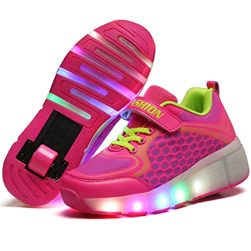 Charmstep Unisex Niños LED Parpadea Zapatos con Ruedas, Ajustable Rueda Automática Aire Libre Patines Deportes Zapatillas Niño Niña,Pink,33EU Charmstep Unisex Niños LED Parpadea Zapatos con Ruedas, Ajustable Rueda Automática Aire Libre Patines Deportes Zapatillas Niño Niña,Pink,33EU