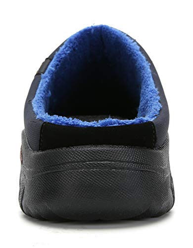 ChayChax Invierno Zapatillas de Estar por Casa para Mujer Hombre Memoria Espuma Pantuflas Antideslizante Impermeable Zapatilla de Interior Exterior Forro Calentar Zuecos, Azul Oscuro, 45 EU